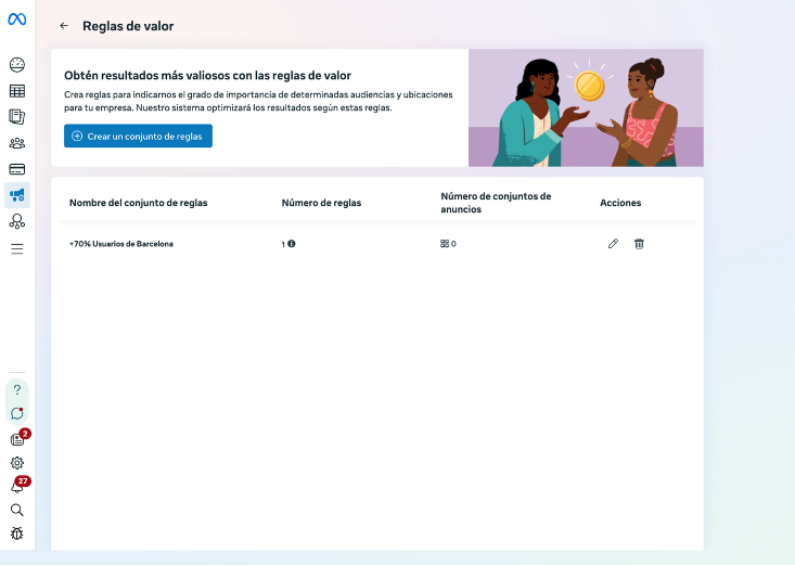 Reglas de Valor Meta Ads